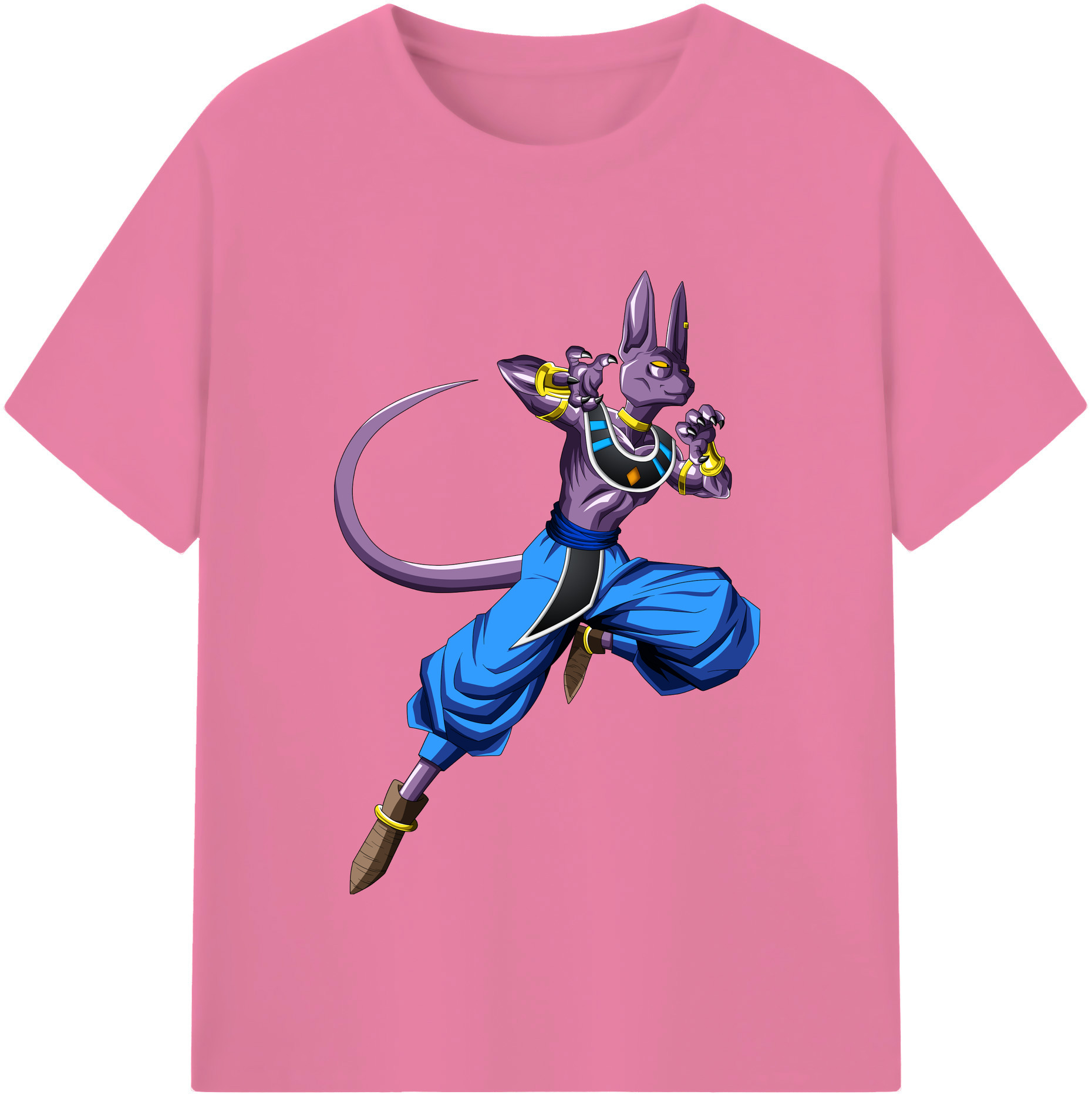 （画像用） ドラゴンボール ビルス 破壊神ビルス DRAGON BALL Beerus Birusu 綿100％半袖Tシャツ（フロントプリント）
